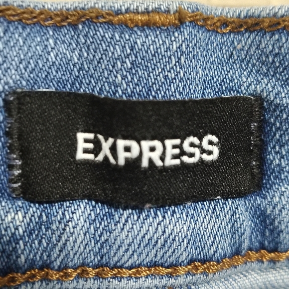 Express Women's Size 6s Modern Straight Super High Rise Denim Thrashed Jeans - Picture 6 of 9